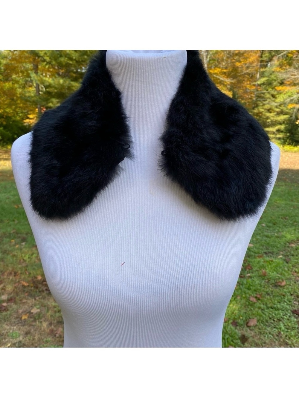 REAL FUR COLLAR BLACK NECK PIECE WRAP WOMENS ACCESSORY MOB WIFE